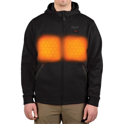 M12 Heated Hoodie with Battery, Men's, 2X-Large, Black, Poly-Cotton Maritime Industrial Rubber