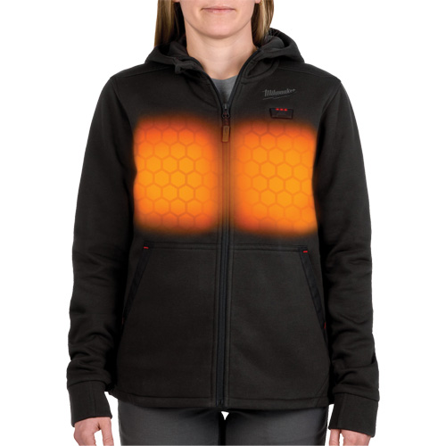 M12 Heated Hoodie with Battery, Women's, Medium, Black, Poly-Cotton Maritime Industrial Rubber