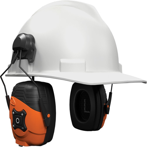 Safety Orange Link 2.0 Bluetooth Earmuffs, Cap Mount Style, 21 dB Maritime Industrial Rubber