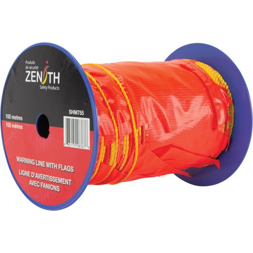 Ligne d'avertissement avec fanions, 328' lo, Orange/Jaune Maritime Industrial Rubber