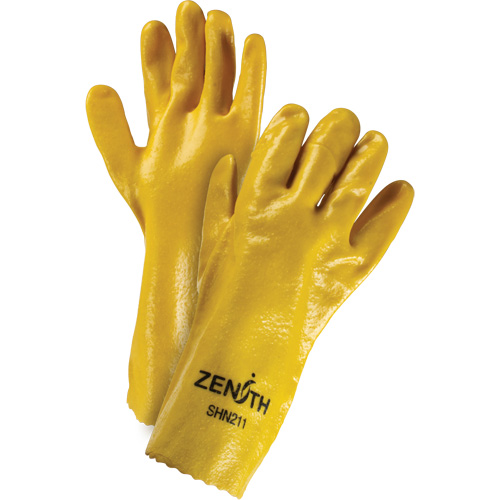 Gants &agrave; fini rugueux et r&eacute;sistants aux produits chimiques, Taille 9, 14" lo, PVC, Doublure en Interlock, 47-mil Maritime Industrial Rubber