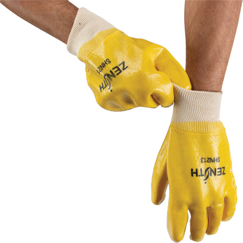 Gants &agrave; fini rugueux et r&eacute;sistants aux produits chimiques, Taille 9, 10" lo, PVC, Doublure en Interlock, 47-mil Maritime Industrial Rubber