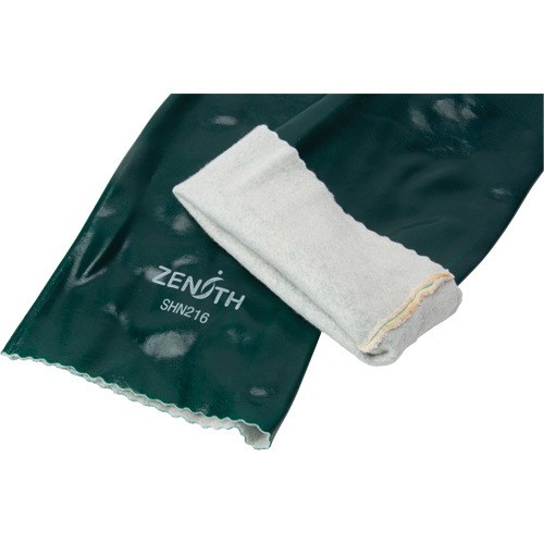 Double Dipped Green Gloves, 18" L, PVC, Cotton Jersey Inner Lining, 70-mil Maritime Industrial Rubber