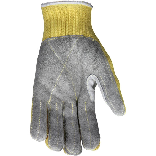 Gants de travail r&eacute;sistant &agrave; la coupe CutPro avec paume en cuir fendu, Taille Petit, Calibre 7, Enveloppe en Kevlar, ASTM ANSI niveau A3 Maritime Industrial Rubber