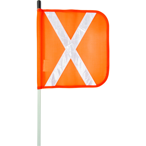 Tige de s&eacute;curit&eacute; robuste, Fixation Filet&eacute;, Hauteur 8', Orange avec X r&eacute;fl&eacute;chissant Maritime Industrial Rubber