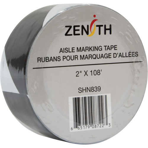Ruban pour marquage d'all&eacute;es, 2" x 108', PVC, Noir et blanc Maritime Industrial Rubber