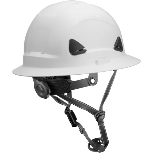 Fibre Metal Climbing Style Helmet with Full Brim, Meets CSA Type 2, Ratchet Suspension, Non-Vented Maritime Industrial Rubber