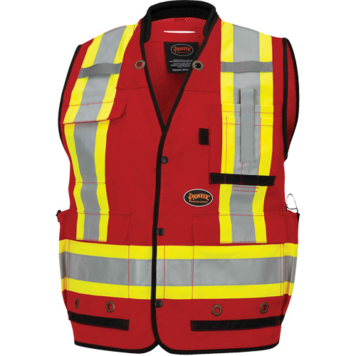 6678 High-Visibility Antimicrobial Mesh-Back Surveyor Vest, Red, Small, Polyester Maritime Industrial Rubber