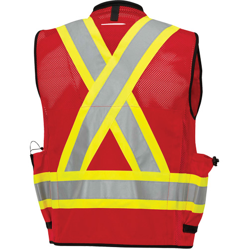6678 High-Visibility Antimicrobial Mesh-Back Surveyor Vest, Red, Small, Polyester Maritime Industrial Rubber