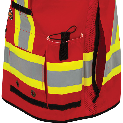 6678 High-Visibility Antimicrobial Mesh-Back Surveyor Vest, Red, Small, Polyester Maritime Industrial Rubber