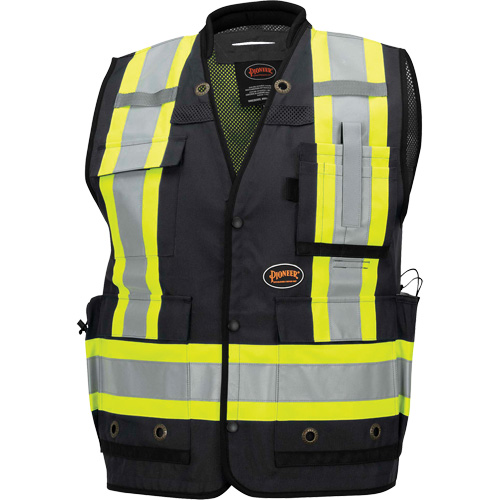 6679 High-Visibility Antimicrobial Mesh-Back Surveyor Vest, Black, Small, Polyester Maritime Industrial Rubber