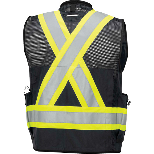 6679 High-Visibility Antimicrobial Mesh-Back Surveyor Vest, Black, Small, Polyester Maritime Industrial Rubber