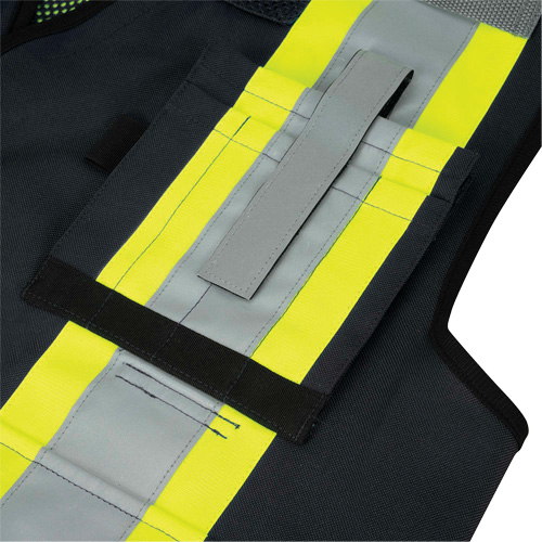 6679 High-Visibility Antimicrobial Mesh-Back Surveyor Vest, Black, Small, Polyester Maritime Industrial Rubber