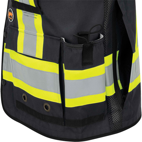6679 High-Visibility Antimicrobial Mesh-Back Surveyor Vest, Black, Small, Polyester Maritime Industrial Rubber