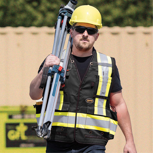 6679 High-Visibility Antimicrobial Mesh-Back Surveyor Vest, Black, Small, Polyester Maritime Industrial Rubber