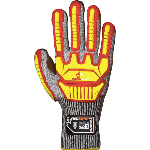 TenActiv STAGBLPVB Impact Gloves, 2X-Large, Cowhide Palm, Knit Wrist Cuff Maritime Industrial Rubber