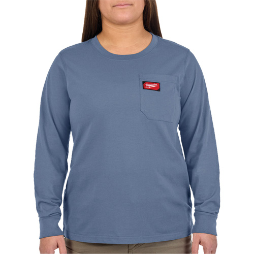 GRIDIRON Long Sleeve Pocket T-Shirt, Women's, X-Small, Blue Maritime Industrial Rubber