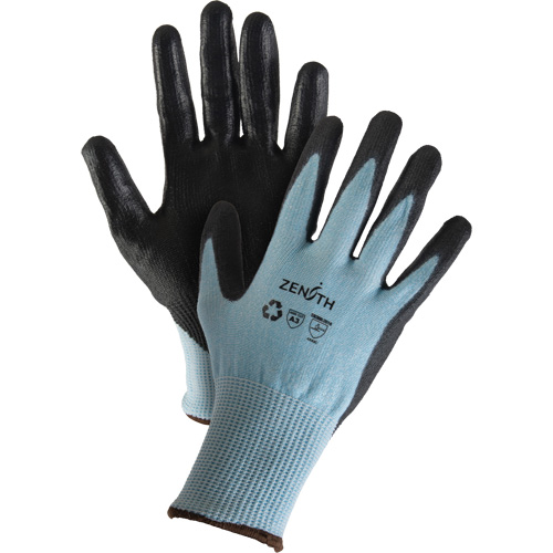 Eco-Friendly Stretch Cut-Resistant Gloves, Size 7, 13 Gauge, Polyurethane Coated, HPPE/RPET Shell, ASTM ANSI Level A3 Maritime Industrial Rubber