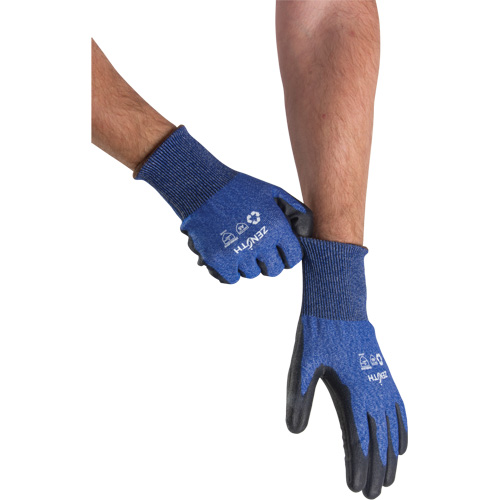 Gants &eacute;lastiques &eacute;cologiques r&eacute;sistants &agrave; la coupe, Taille 7, Calibre 18, Rev&ecirc;tement Polyur&eacute;thane, Enveloppe en Acier inoxydable/PEHP/rPET, ASTM ANSI niveau A5 Maritime Industrial Rubber