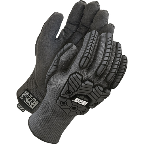 Deny&reg; Lined Cut-Resistant Impact Gloves, 9, Microfibre Palm, Elastic Cuff Maritime Industrial Rubber