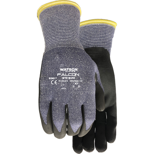 Gants r&eacute;sistant &agrave; la coupe Stealth Falcon 367, Taille Petit, Calibre 15, Rev&ecirc;tement Mousse de nitrile, Enveloppe en Fibre de verre/PEHP/Nylon/Spandex, ASTM ANSI niveau A3/EN 388 niveau C Maritime Industrial Rubber