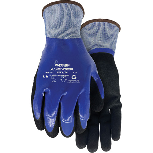 372 Stealth Avenger Gloves, Small, Nitrile Coating, 15 Gauge, RPET Shell Maritime Industrial Rubber