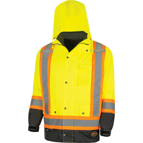 Parka de s&eacute;curit&eacute; d'hiver imperm&eacute;able 7-en-1 5057 Pioneer Yukon, Polyester, Noir/Jaune lime haute visibilit&eacute;, T-petit Maritime Industrial Rubber