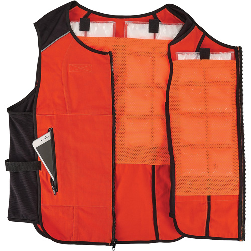 Veste de refroidissement &agrave; changement de phase l&eacute;g&egrave;re avec sachets de recharge Chill-Its 6260, Petit/Moyen, Orange Maritime Industrial Rubber