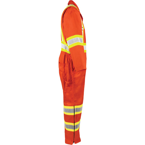 High-Visibility Unlined Coveralls, Large, High Visibility Orange Maritime Industrial Rubber