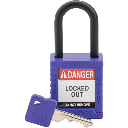 Cadenas de verrouillage de s&eacute;curit&eacute; Velocity, Mauve, Cl&eacute;s diff&eacute;rentes, Nylon, Largeur de 1-1/2" Maritime Industrial Rubber
