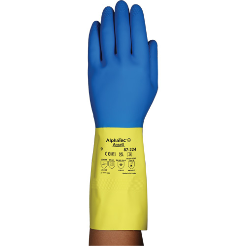 Gants r&eacute;sistants aux produits chimiques AlphaTec 87-224, Taille 7, 12,8" lo, N&eacute;opr&egrave;ne/Latex de caoutchouc, Doublure en Coton/Ouat&eacute;e, 26,8 mils Maritime Industrial Rubber