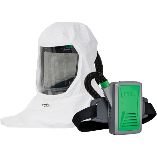 Respirateur T-Link avec casquette, tube de respiration, montage &agrave; la ceinture & APR motoris&eacute; PX5, Cagoule ample & visi&egrave;re, Pile Lithium-ion Maritime Industrial Rubber