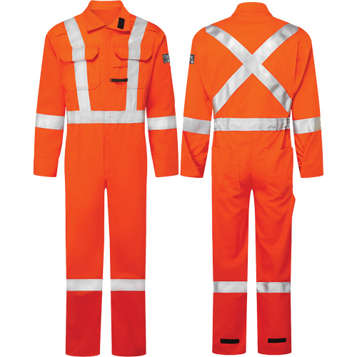 Avenger 7 oz. Coveralls, Size 42, High-Visibility Orange Maritime Industrial Rubber