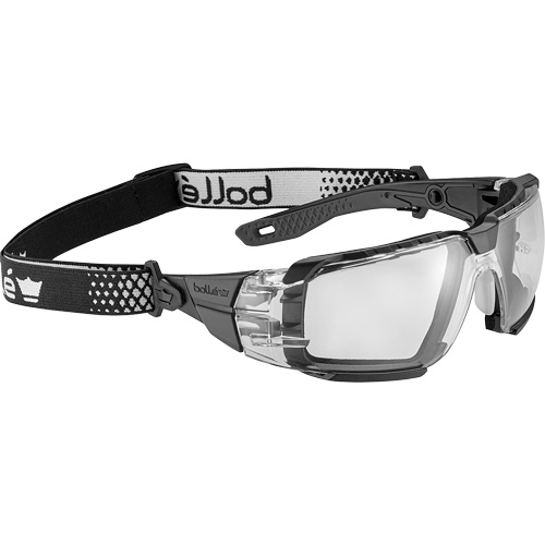 RUSH+ 2.0 XP M/L Safety Glasses with Black & Grey Frame, Clear Lens, Anti-Fog/Anti-Scratch, ANSI Z87+ Maritime Industrial Rubber