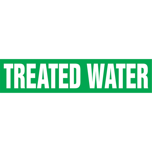 Marqueurs de tuyau "Treated Water", Autocollant, 2-1/2" h x 12" la, Blanc/vert Maritime Industrial Rubber