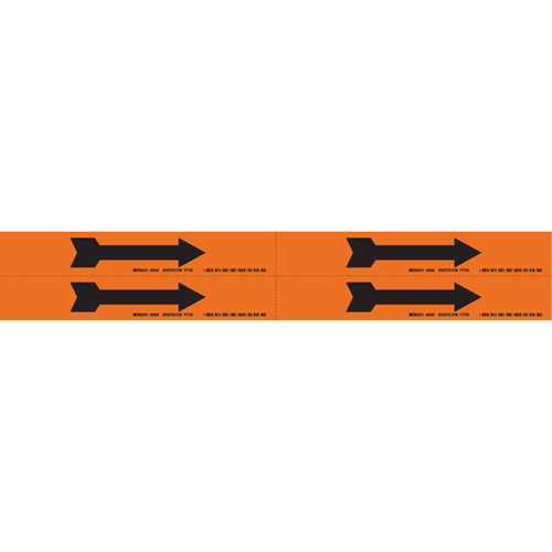 Marqueurs de tuyau avec fl&egrave;ches, Autocollant, 1-1/8" h x 7" la, Noir/orange Maritime Industrial Rubber