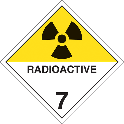 Radioactive Materials TDG Placard, Adhesive Vinyl Maritime Industrial Rubber
