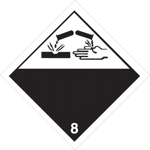 Corrosive Materials TDG Placard, Adhesive Vinyl Maritime Industrial Rubber