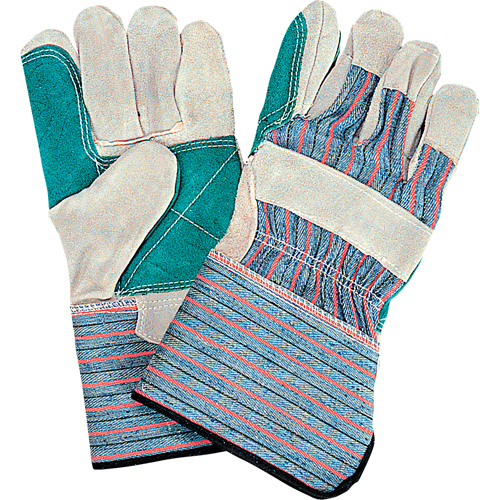 Standard Quality Double Palm Fitters Glove, Large, Split Cowhide Palm, Cotton Inner Lining Maritime Industrial Rubber