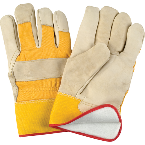 Abrasion-Resistant Winter-Lined Fitters Gloves, Large, Grain Cowhide Palm, Foam Fleece Inner Lining Maritime Industrial Rubber