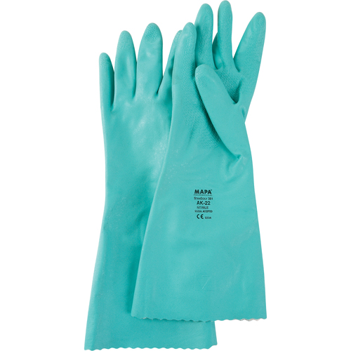 Gants &agrave; prise emboss&eacute;e &agrave; motif en Z StanSolv, Taille Petit/7, 14" lo, Nitrile, Doublure en Interlock, 11 mils Maritime Industrial Rubber