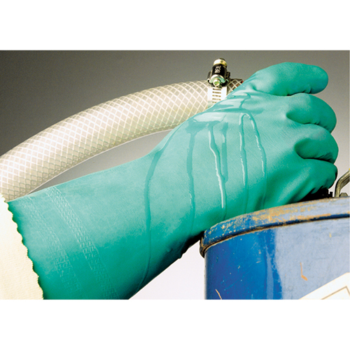 Gants &agrave; prise emboss&eacute;e &agrave; motif en Z StanSolv, Taille Moyen/8, 14" lo, Nitrile, Doublure en Interlock, 11 mils Maritime Industrial Rubber
