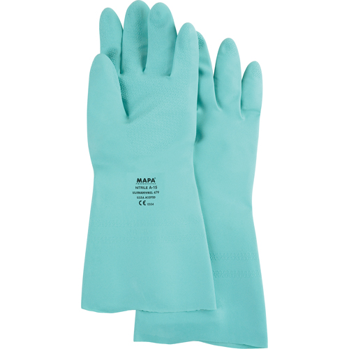 StanSolv&reg; Z-Pattern Grip Gloves, Size Large/9, 13" L, Nitrile, 15-mil Maritime Industrial Rubber