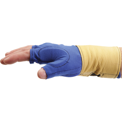 Fingerless Glove Liner with Wrist Restrainer, Size X-Small, Poly-Cotton Palm Maritime Industrial Rubber