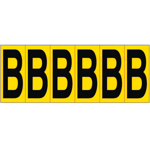 Individual Adhesive Letter Markers, B, 2-15/16" H, Black on Yellow Maritime Industrial Rubber