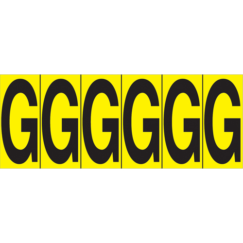 Individual Adhesive Letter Markers, G, 2-15/16" H, Black on Yellow Maritime Industrial Rubber