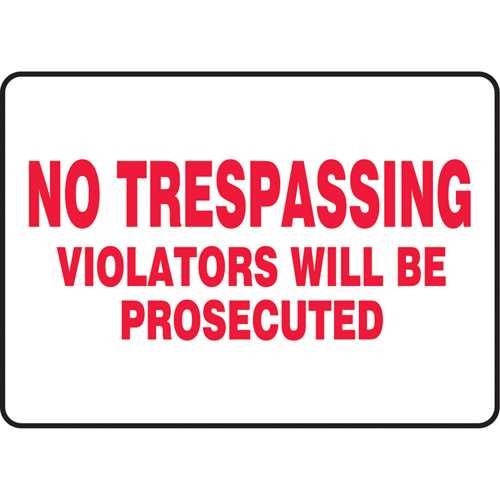 Enseigne  No Trespassing , 7" x 10", Vinyle, Anglais Maritime Industrial Rubber