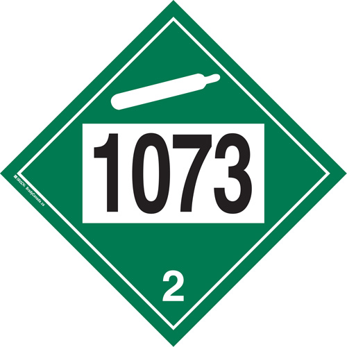 Plaque-&eacute;tiquette TMD 1073 pour gaz ininflammable oxyg&egrave;ne liqu&eacute;fi&eacute;, Plastique Maritime Industrial Rubber