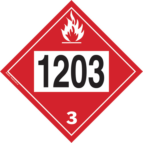 Plaque-&eacute;tiquette TMD 1203 pour liquide inflammable essence & essence-alcohol, Plastique Maritime Industrial Rubber