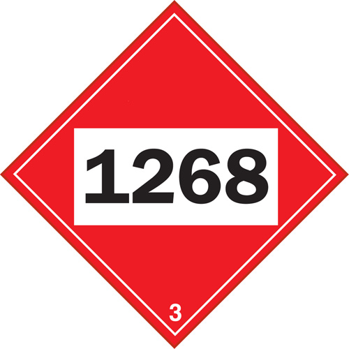 1268 Petroleum Distillates TDG Placard, Plastic Maritime Industrial Rubber